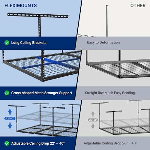 4x8 Overhead Garage Ceiling Storage Rack, 2 Pack, Hammertone - view 6