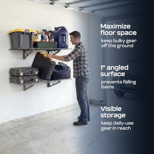 MonsterRax 18x48 White Garage Wall Shelf 2-Pack, 500lb, Hammertone - view 4