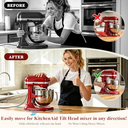 Mixer Mat Slider Compatible with KitchenAid 5-8 Qt Bowl-Lift Mixer - Thickened Acrylic Appliance Sliding Tray Kitchen Countertop Storage Mover Caddy for Kitchen Aid Professional Stand Mixer, Clear - view 4