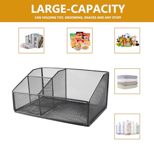 Snack Station Organizer for Pantry Shelf,Snack Bar Station Storage Basket with 3 Compartments,Stackable Wire Baskets for Storage Pantry Bin,Snacks & Chips Organizer,Kitchen Organization Box - view 3
