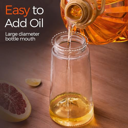 16oz/470ml Glass Olive Oil Sprayer for Cooking with Stickers, 2 in 1 Oil Dispenser for Kitchen Gadgets, Food Grade Premium Spray Bottle for Salad, Frying, BBQ (PeachPink) - view 5