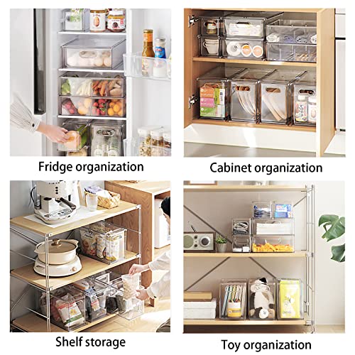 4Pack Stackable Refrigerator Organizer Bins Pull Out Drawer Large Vegetable Fruit Storage for Fridge Organizer Drawers with Handle Clear Food Storage Container Box for Kitchen Pantry Cabinet - view 4
