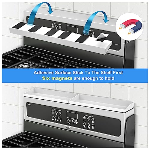 30" Magnetic Stove Top Shelf Spice Rack,2 Pack 15" kitchen Seasoning Organizers Storage Gadgets Spice Rack Over The Stove Shelf Metal (White-2 Pack 15") - view 5