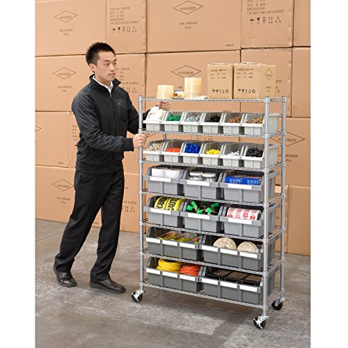 Commercial 7-Tier Platinum/Gray NSF 22-Bin Rack Storage System - view 2
