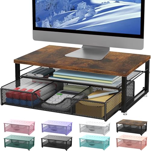 Computer Monitor Stand Riser with Drawer