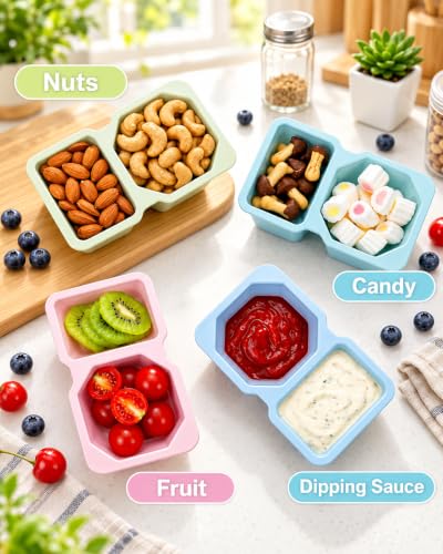 8 oz Snack Containers with Lids, Disposable, 5-Color Bundle, 10 Sets - view 5
