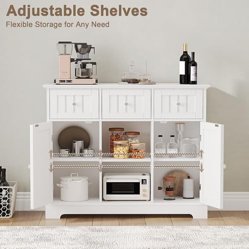 35.4" Coffee Bar Cabinet with 3 Drawers and 2 Doors, White - view 4