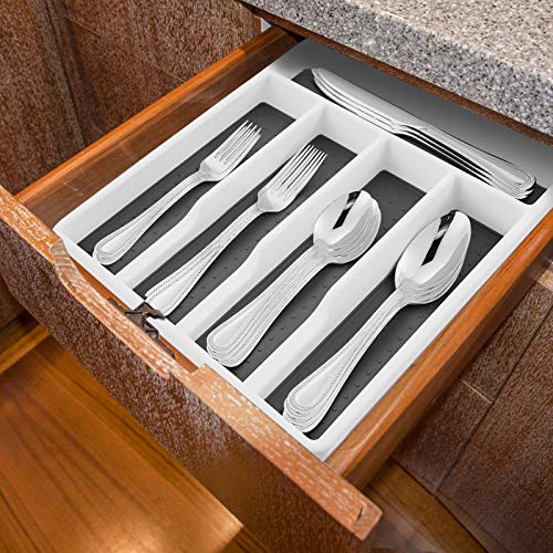 Silverware Tray, Multi-Purpose Organizer with Soft Grip Lining - view 4