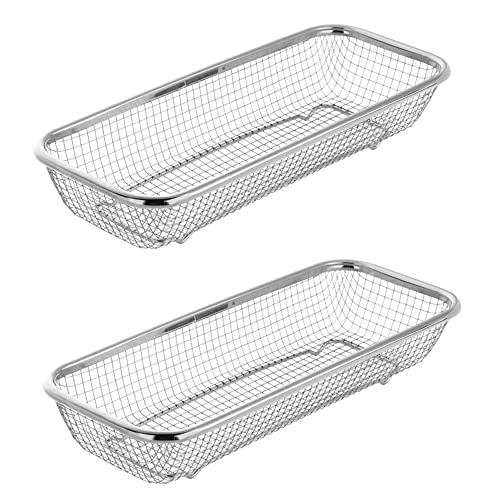 Kitchen Drawer Organizer, Stainless Steel Storage Container Metal Cabinet Storage Basket for Holding Silverware Kitchen Utensil, Pack of 2