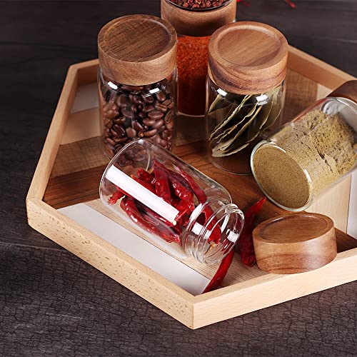 6 Pcs Small Glass Spice Jars with Label,High Sealing Threaded Mouth,with Black Printed Spice Labels - 8.79oz /260ml*6,Empty Cylinder Spices Bottles,Storage Jars with Airtight Screw Lids - view 5