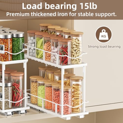 Pull Out Spice Rack 2 Pack,Slide Out Cabinet Spice Rack,White - view 4