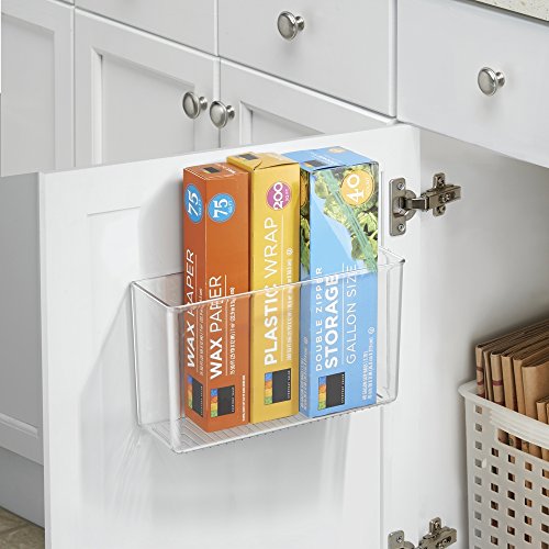 Plastic Adhesive Mount Storage Organizer Container for Kitchen or Pantry Wall Organization - Space Saving Holder for Sandwich Bags, Foil - 11" Wide - Ligne Collection - Clear - view 2