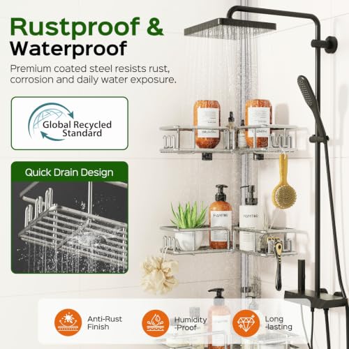 Shower Caddy Tension Pole, 4-Tier No Drill Corner Shower Organizer - view 2