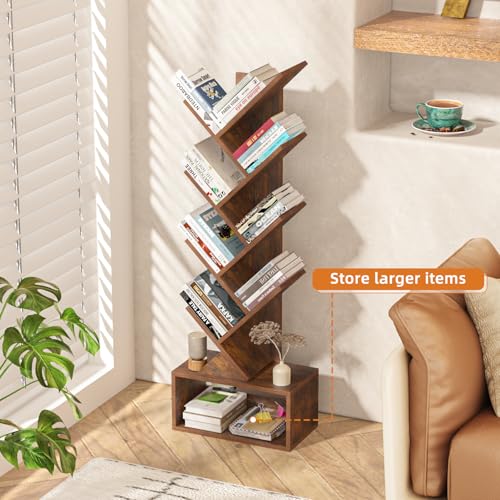 9-Tier Tree Bookshelf Floor Standing Narrow Space Storage Bookcase - view 5