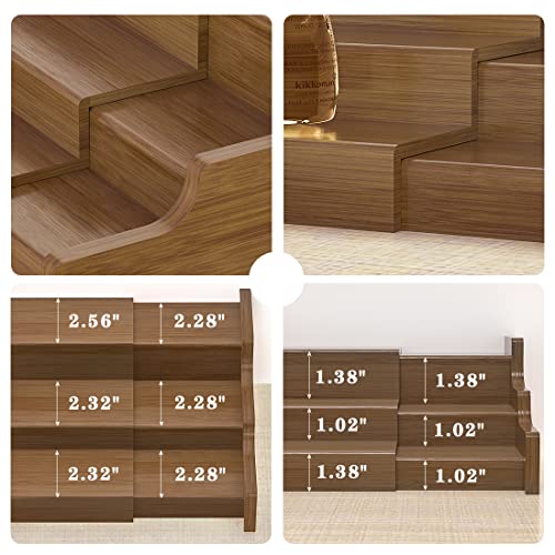 Bamboo Spice Rack Cabinet Organizer - 3 Tier Wooden Expandable Walnut Display Shelf - view 5