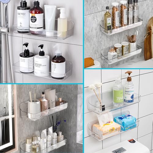 2-Pack Adhesive Shower Shelves, Acrylic Bathroom Wall Caddy, Clear - view 6