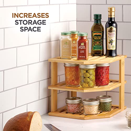 3-Tier Corner Shelf, Kitchen Cabinet Organizer, Bamboo Storage Rack - view 5