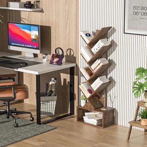 9-Tier Tree Bookshelf Floor Standing Narrow Space Storage Bookcase - view 4
