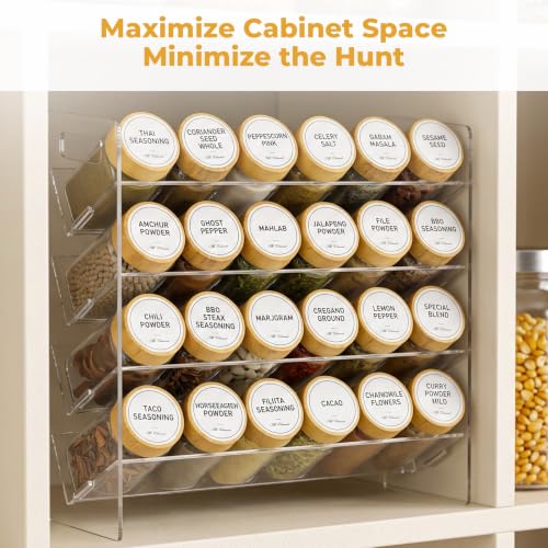 4-Tier Acrylic Spice Rack Organizer with 24 Glass Spice Jars - view 5