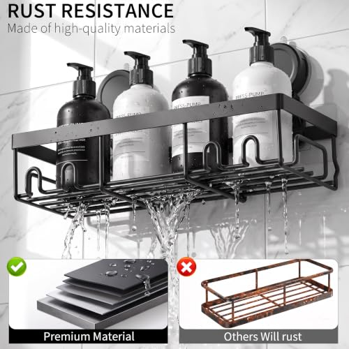 Suction Cup Shower Caddy Shelf Organizer Rack, Black Bathroom Shelves Basket, Home Farmhouse Wall Inside Organization and Storage - view 4