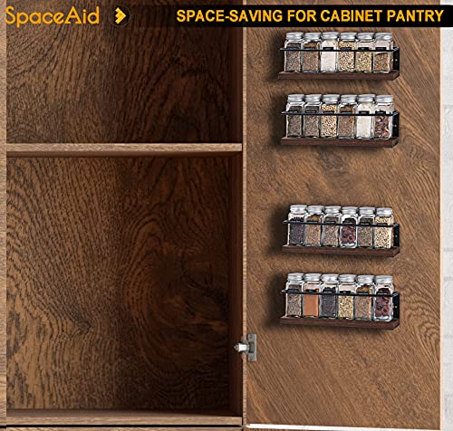 Spice Rack Organizer for Cabinet Door or Wall Mount (4 Pack) with 415 Spice Labels - Wood Hanging Seasoning Shelf for Cupboard Pantry or over the Stove - view 3