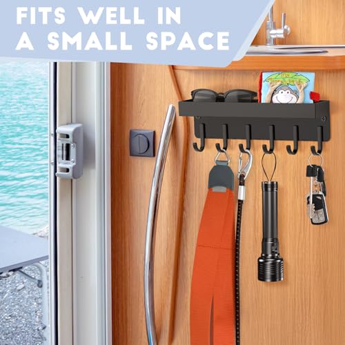 Magnetic Key Holder, Wall Mount Key Rack with Shelf, 9.65 in, Black - view 6