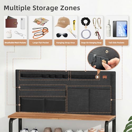 5 Tier Shoe Rack for Entryway, Metal Shoe Shelf with Storage Pocket and MDF Top Board, 16-20 Pairs Free Standing Shoes Organizer for Closet, Black - view 4