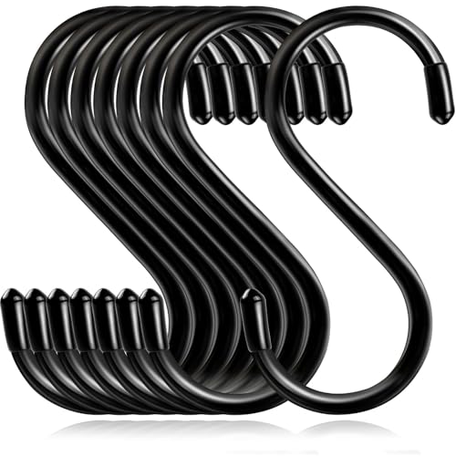 6 Pack Heavy Duty S Hooks for Hanging, Non Slip Vinyl Coated S Hook for Hanging Closet,Jeans, Pots, Mugs, Pans, Bird Feeders Kitchen and Large S Hook for Hanging Plants- 5 inch Length