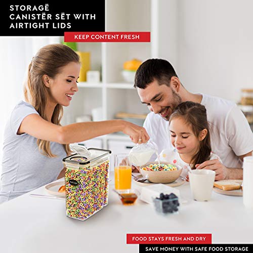 Cereal Containers Storage 4L Set of 4 Airtight Food Storage Containers with Lids Cereal Dispenser Countertop Pantry Organization Canister for Rice Flour & Sugar 1 Marker 8 Labels - view 2