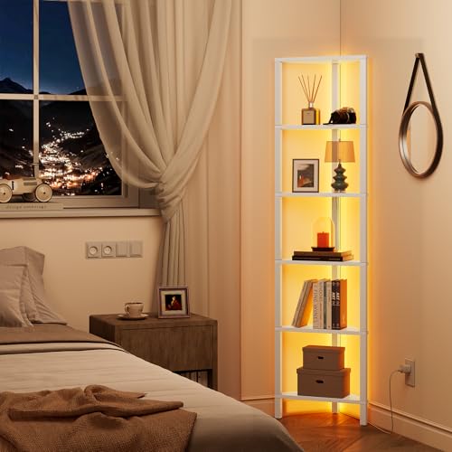6-Tier Corner Bookshelf with LED Light, Corner Shelf - view 3