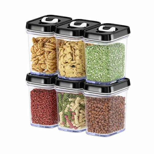 Airtight Food Storage Containers with Lids – 6 Piece Set Air Tight Kitchen Storage Containers for Pantry Organization and Storage - Clear Plastic BPA-Free - Keeps Food Fresh & Dry