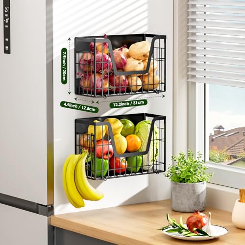 2 Pack Magnetic Shelf for Fridge, Fruit Potato & Onion Storage Bins - view 3