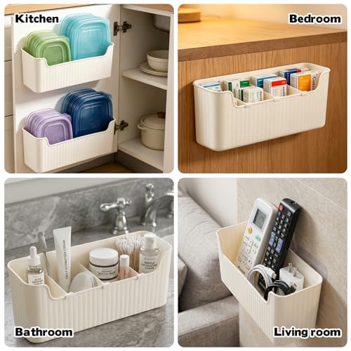 2 Pack Kitchen Cabinet Door Organizer, Lid Organizer Inside Cabinet Wall Mounted Plastic Storage Box Under Sink Door Organizer Lunchbox Lid Container for Kitchen Bathroom Organization - view 6