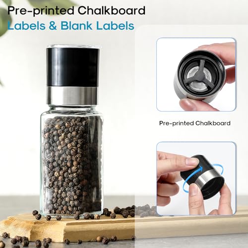 14 Pcs Glass Spice Jars with Black lids - 4oz Empty Square Spice Bottles and Spice Labels - Black Shaker Lids and Airtight Metal Caps - Silicone Collapsible Funnel Included - view 5