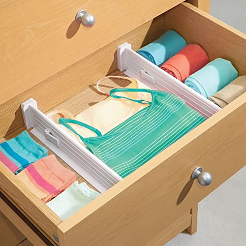 Expandable Dresser Drawer Divider with Foam Ends, Drawer Divider Locks in Place, Separators for Clothing and Accessories in Closet or Dresser Drawer, Ligne Collection, 4 Pack, White - view 3