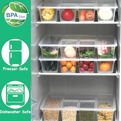 2 Pack Divided Veggie Tray with Lid, Salad Bar Containers for Fridge Organizer, 5 Compartment Snackle Box Container, Clear Plastic Food Storage & Seving for Fruit, Vegetable, Snack, Meal Prep - view 5