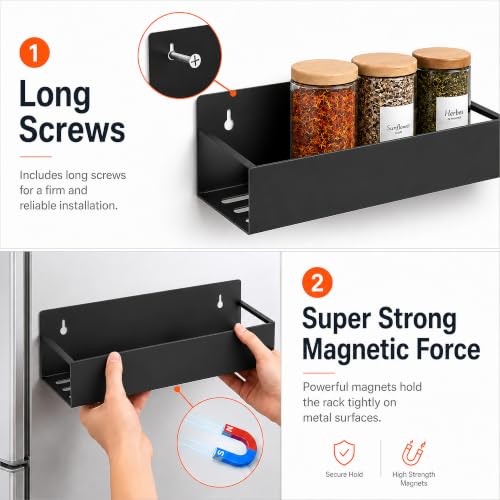 6 Pack Metal Magnetic Spice Rack for fridge, Heavy Duty - view 3