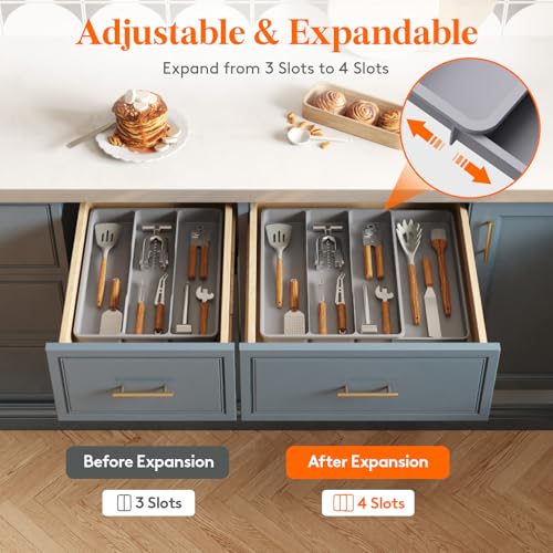 Utensil Organizer for Kitchen Drawer, Expandable Cooking Tray - view 4