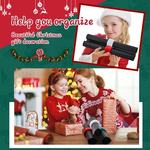 12 Pcs Christmas Wrapping Paper Roll Holder, Red Green White - view 6