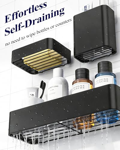 Large Shower Caddy - Adhesive 6-Pack Bathroom Shelves, Black - view 3