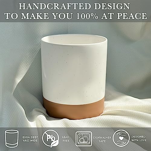 Ceramic Kitchen Utensil Holder - Wooden Spoon & Spatula Crock for Countertop, Modern Farmhouse Home Decor, Extra Large 7.3" Cooking Organizer for Stove Top and Counter - Heavy & Sturdy - Vanilla - view 3