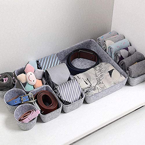 8pcs Drawer Organizers, Separators, Storage Box,Felt Storage Bins Inserts Tool Containers Toy Basket Shelf Cubes Foldable Drawer Dividers Desk Organisers - Grey - view 7