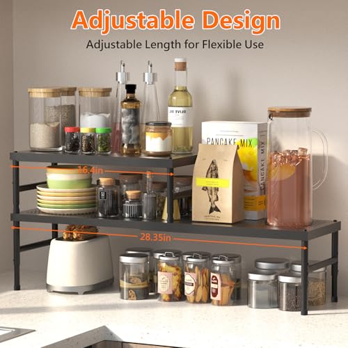 2 Pack Expandable adjustable stackable kitchen cabinet organizer,spice rack - view 2