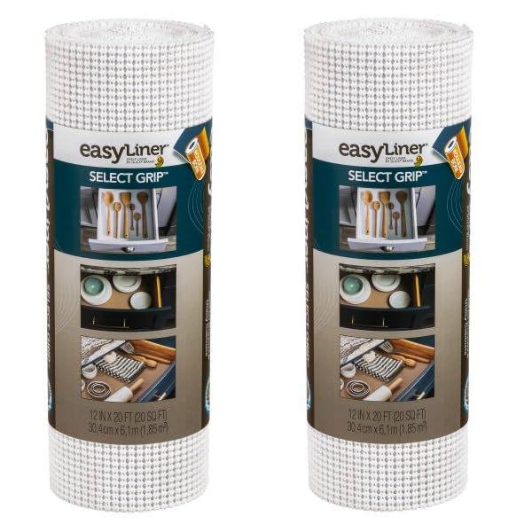 1344559 Select Grip Easy Non-Adhesive Shelf Liner 12-Inch x 20-Foot, White, 2 Rolls