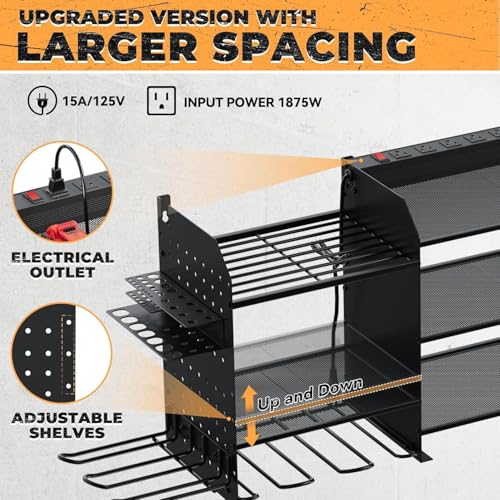 Upgraded Large Power Tool Organizer Wall Mount with Charging Station - view 4