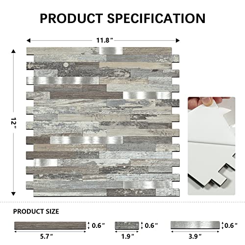 10 Pieces Peel and Stick PVC Mosaic Backsplash,for Kitchen Backsplash,Etc - view 3