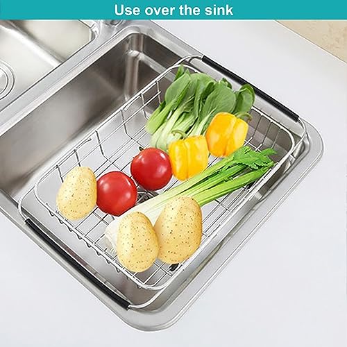 Expandable Dish Drying Rack Organizer and Utensil Cutlery Holder, 304 Stainless Steel Over Sink Dish Rack, Dish Drainer in Sink or On Counter, Rustproof - view 3