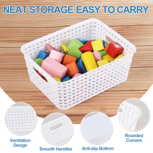 6-Pack Small Storage Baskets, Woven Plastic Basket, White - view 3