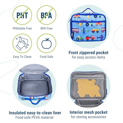15 Inch Kids Backpack with Lunch Box Bag Bundle - Durable, Lightweight School & Travel Set - Trains, Planes, and Trucks - view 6
