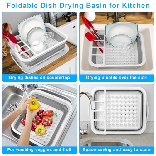 Collapsible Dish Drying Rack Portable Dish Drainers for Kitchen Counter with Drainboard, Kitchen Sink Organizer Basket RV Accessories Camper Storage and Organization Dish Rack Over Sink Drying Rack - view 6
